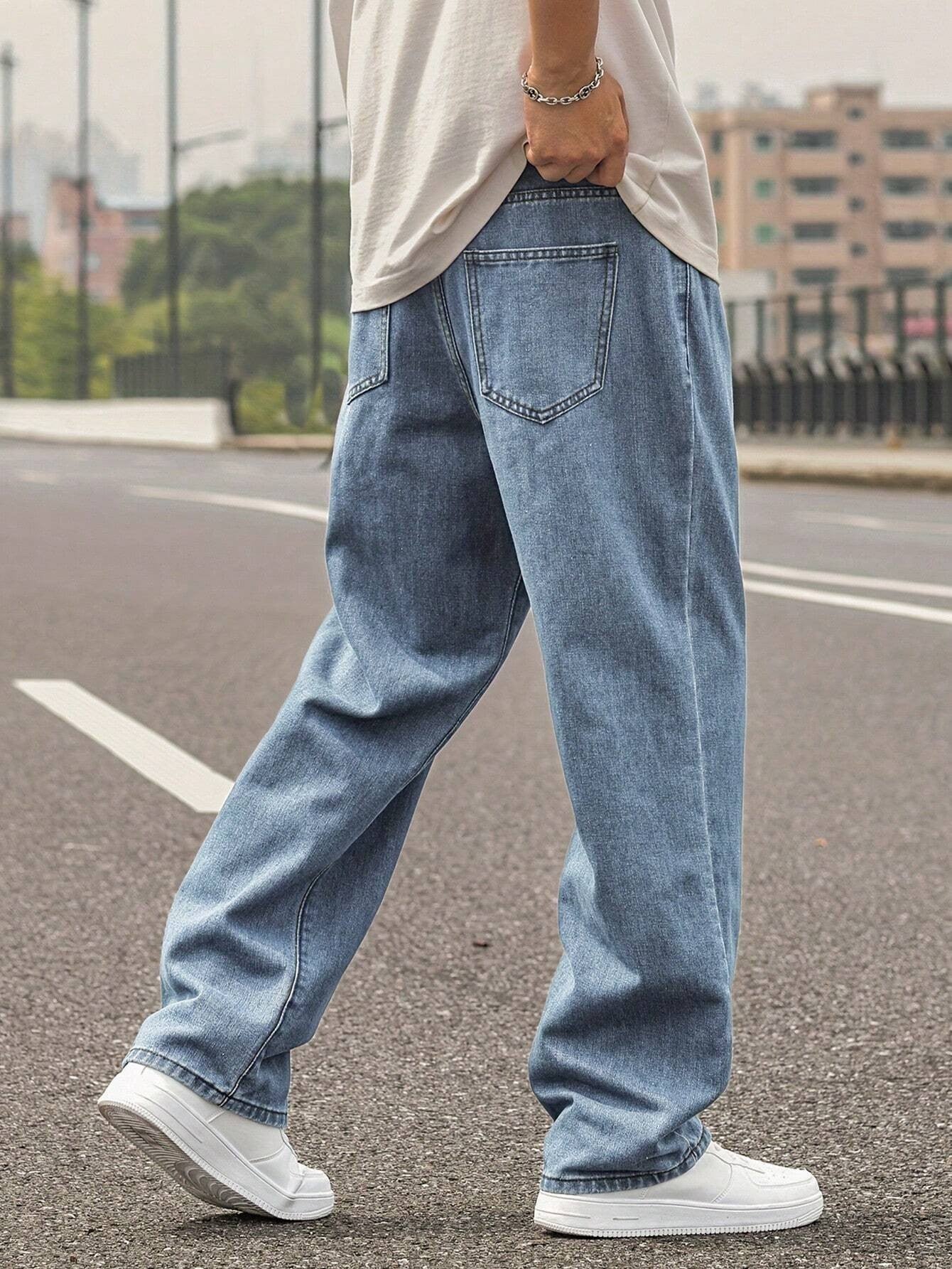 M Q Denim Men’s Regular Fit Cotton Jeans | Ice Blue | Mid Rise | Soft & Durable Denim | Casual Daily Wear