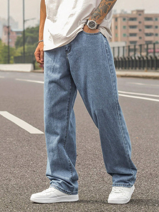 M Q Denim Men’s Regular Fit Cotton Jeans | Ice Blue | Mid Rise | Soft & Durable Denim | Casual Daily Wear