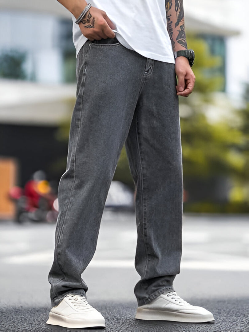 M Q Men’s Charcoal Black Straight Fit Jeans | Soft Cotton Denim | Mid Rise | Stylish, Comfortable & Durable Daily Casual Wear