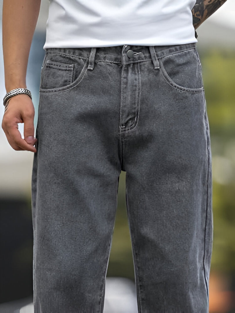 M Q Men’s Charcoal Black Straight Fit Jeans | Soft Cotton Denim | Mid Rise | Stylish, Comfortable & Durable Daily Casual Wear