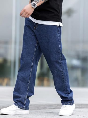 M Q Denim Jeans Men's Regular Fit 100% Dark Blue Cotton Jeans | Soft, Durable Denim | Mid Rise Casual Stylish Comfort Wear for Daily Use