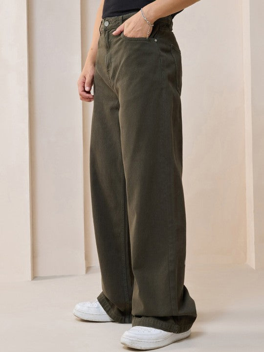 M Q Denim Jeans Men's Regular Fit 100% Dark Green Cotton Jeans | Soft, Durable Denim | Mid Rise Casual Stylish Comfort Wear for Daily Use