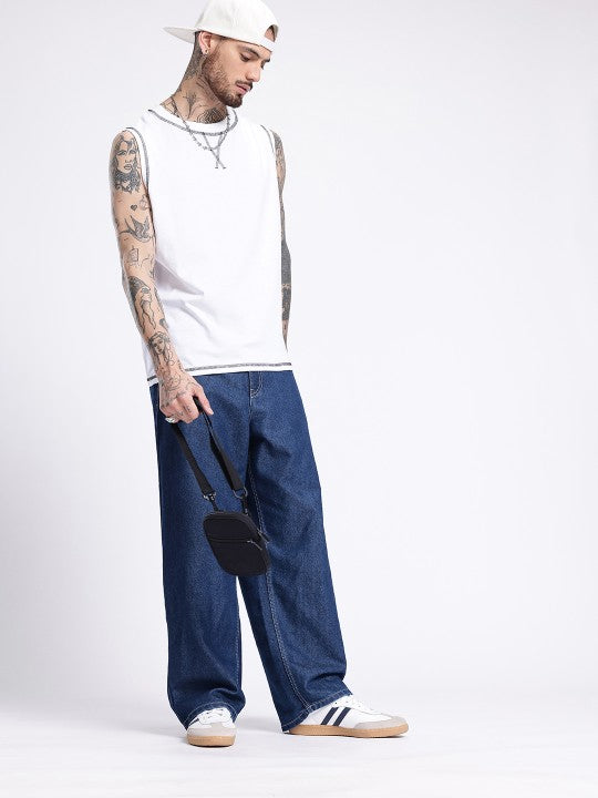 M Q Denim Jeans Men's Regular Fit 100% Dark Blue Cotton Jeans | Soft, Durable Denim | Mid Rise Casual Stylish Comfort Wear for Daily Use