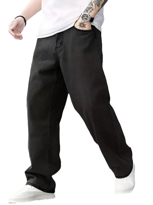 M Q Jeans Men's Regular Fit 100% Black Cotton Jeans | Soft, Durable Denim | Mid Rise Casual Stylish Comfort Wear for Daily Use