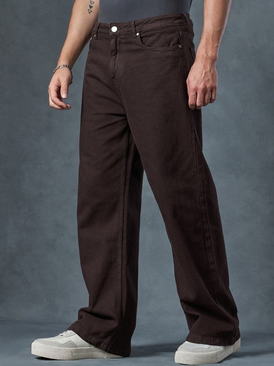 M Q Denim Jeans Men's Regular Fit 100% Brown Cotton Jeans | Soft, Durable Denim | Mid Rise Casual Stylish Comfort Wear for Daily Use