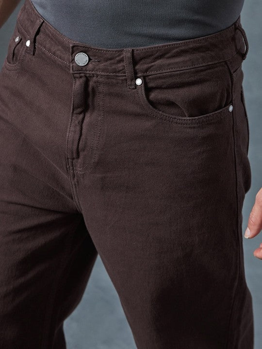 M Q Denim Jeans Men's Regular Fit 100% Brown Cotton Jeans | Soft, Durable Denim | Mid Rise Casual Stylish Comfort Wear for Daily Use