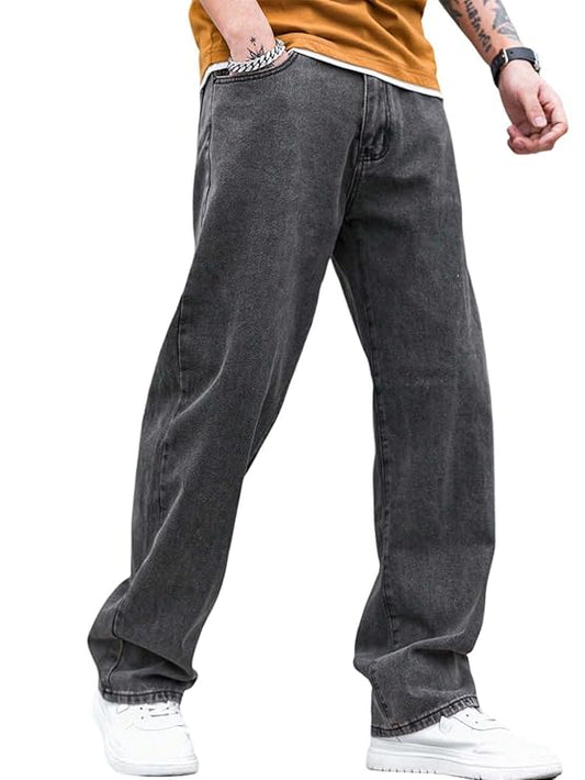 M Q Denim Jeans Men's Regular Fit 100% Charcoal Black Cotton Jeans | Soft, Durable Denim | Mid Rise Casual Stylish Comfort Wear for Daily Use