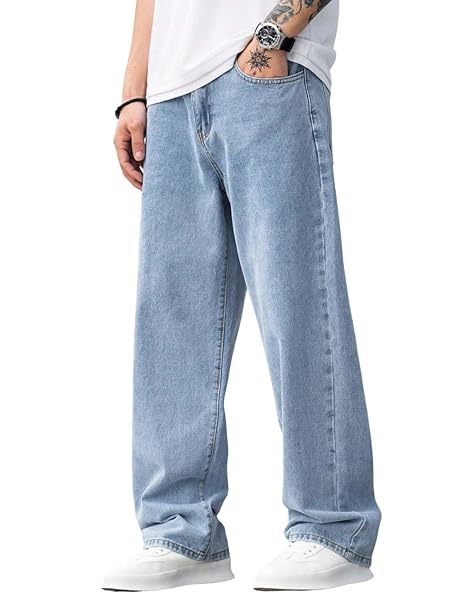 M Q Denim Jeans Men's Regular Fit 100% Ice Blue Cotton Jeans | Soft, Durable Denim | Mid Rise Casual Stylish Comfort Wear for Daily Use