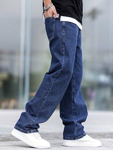 M Q Denim Jeans Men's Regular Fit 100% Dark Blue Cotton Jeans | Soft, Durable Denim | Mid Rise Casual Stylish Comfort Wear for Daily Use