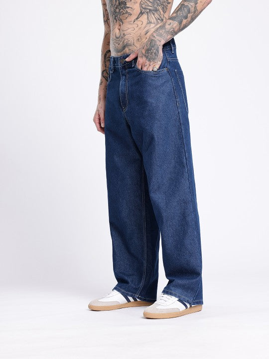 M Q Denim Jeans Men's Regular Fit 100% Dark Blue Cotton Jeans | Soft, Durable Denim | Mid Rise Casual Stylish Comfort Wear for Daily Use