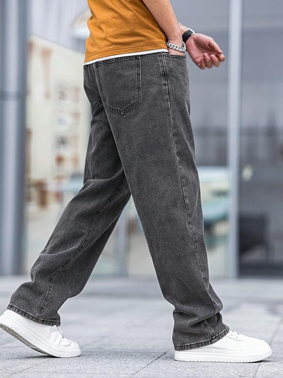 M Q Denim Jeans Men's Regular Fit 100% Charcoal Black Cotton Jeans | Soft, Durable Denim | Mid Rise Casual Stylish Comfort Wear for Daily Use