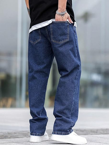 M Q Denim Jeans Men's Regular Fit 100% Dark Blue Cotton Jeans | Soft, Durable Denim | Mid Rise Casual Stylish Comfort Wear for Daily Use