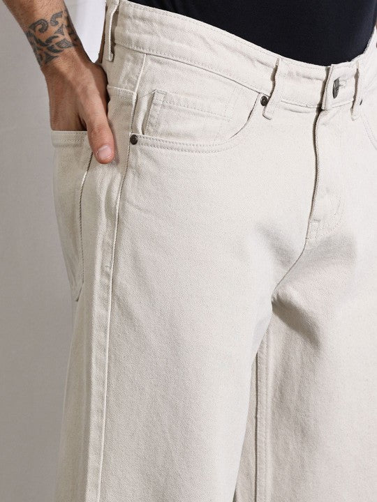 M Q Denim Jeans Men's Regular Fit 100% Beige Cotton Jeans | Soft, Durable Denim | Mid Rise Casual Stylish Comfort Wear for Daily Use