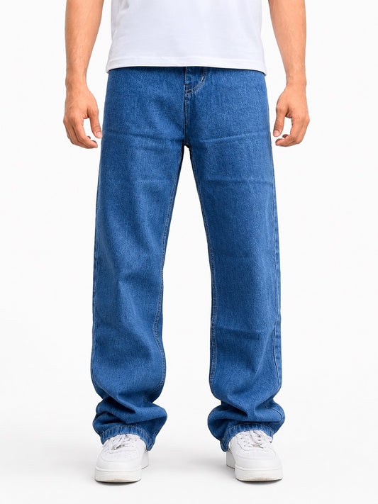 M Q Denim Men's Super Wide Leg Stone Blue Jeans