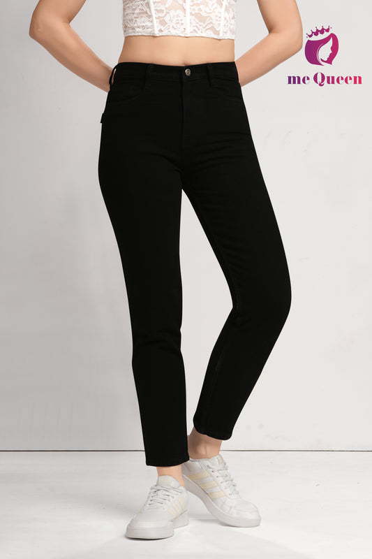 MeQueen Women's Black Fit Denim Jeans