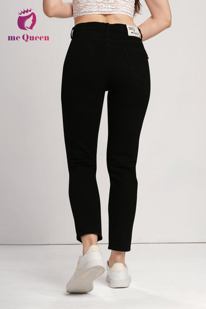 MeQueen Women's Black Fit Denim Jeans