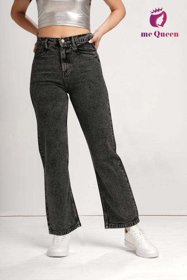 MeQueen Women's Charcoal Black Loose Fit Denim Jeans