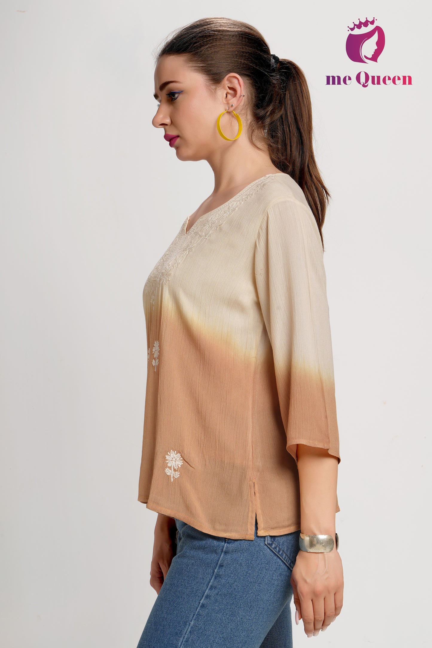 MeQueen's Ombre Top with Delicate Embroidery