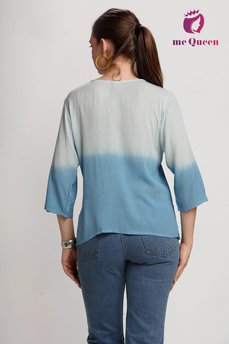 MeQueen's Blue Ombre:  A Touch of Delicate Embroidery