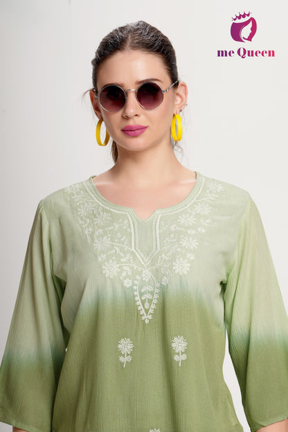 MeQueen's Olive Dab Green Ombre: A Touch of Delicate Embroidery