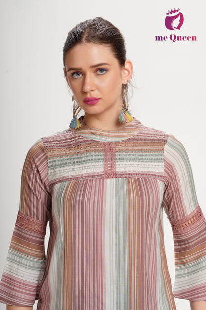 MeQueen Women's Multicolor Stripe Design Top