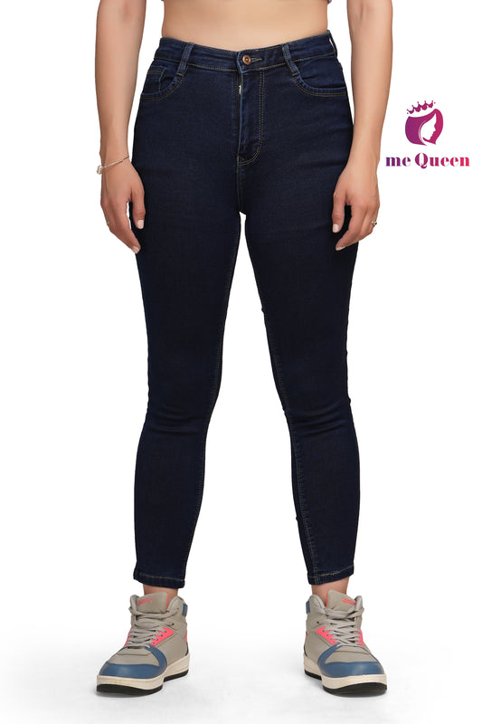 MeQueen Women Skinny Fit Dark Blue Jeans