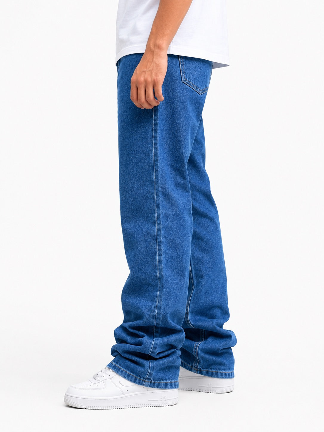 M Q Denim Men's Super Wide Leg Stone Blue Jeans