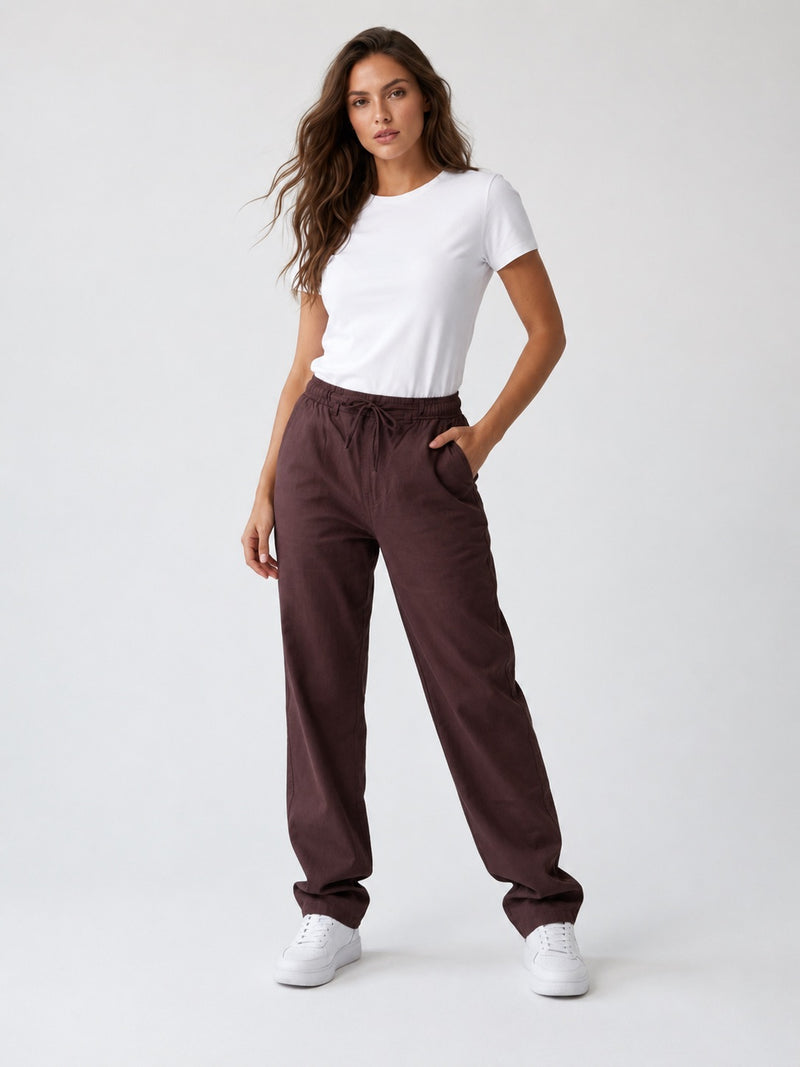 COTTON TROUSER PANT DARK BROWN