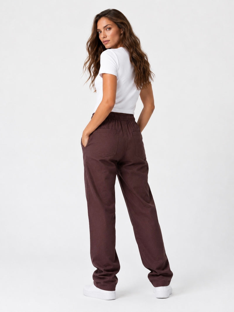 COTTON TROUSER PANT DARK BROWN