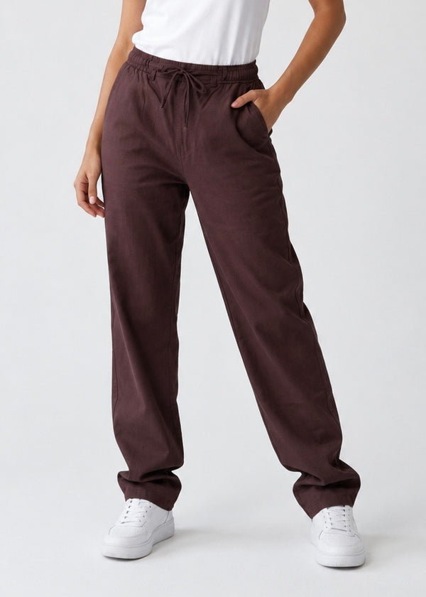 COTTON TROUSER PANT DARK BROWN