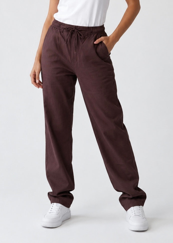 COTTON TROUSER PANT DARK BROWN