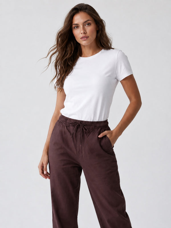 COTTON TROUSER PANT DARK BROWN