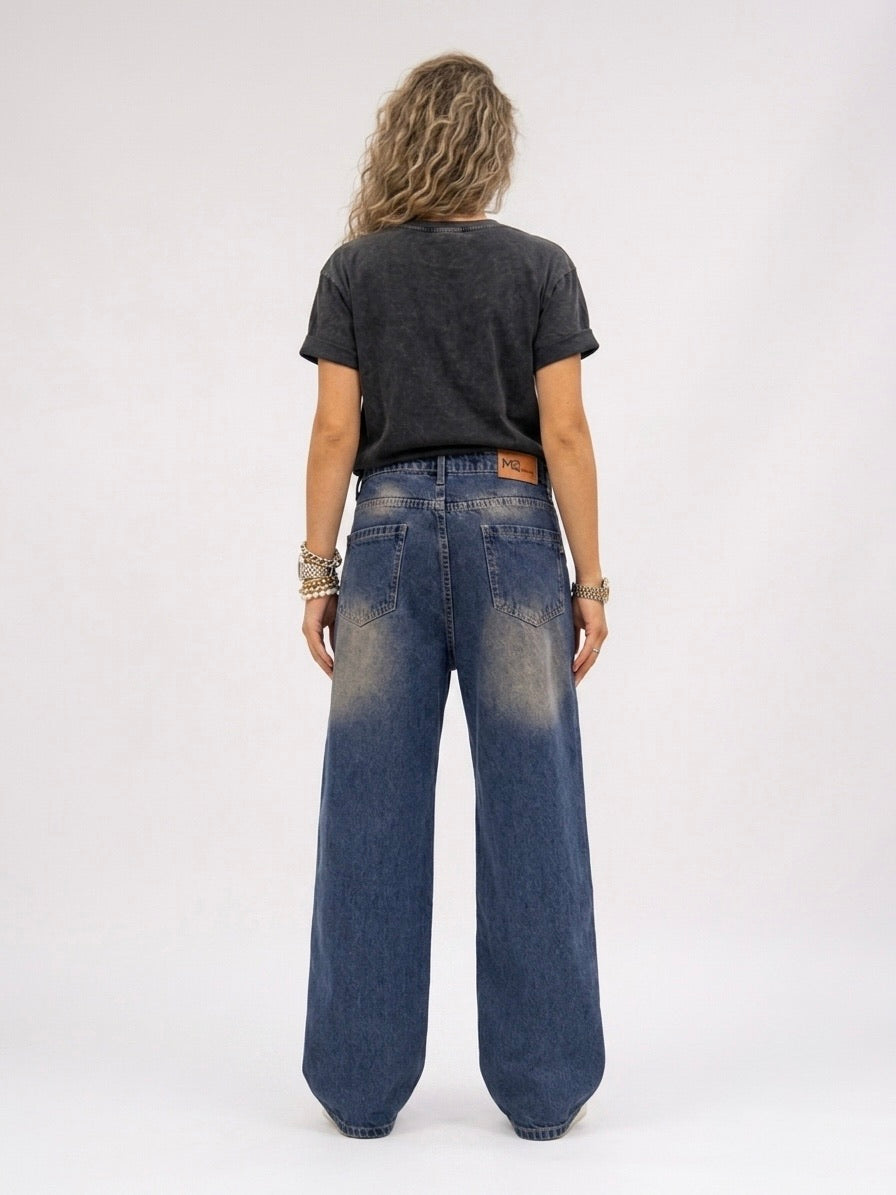 BLUE TINT WASH SUPER WIDE LEG