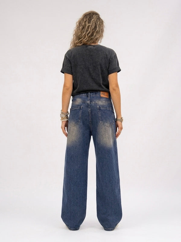 BLUE TINT WASH SUPER WIDE LEG