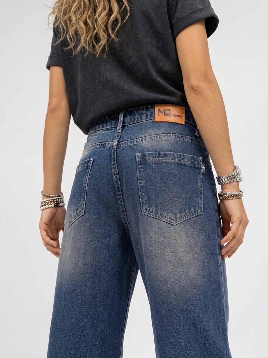 BLUE TINT WASH SUPER WIDE LEG