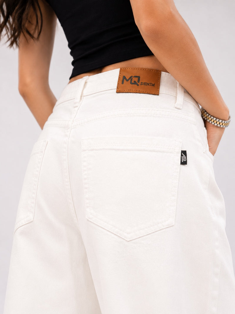 WHITE SUPER WIDE LEG JEANS