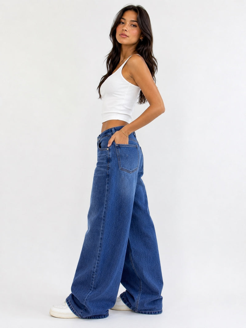 DARK BLUE WASH SUPER WIDE LEG