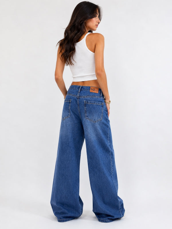 DARK BLUE WASH SUPER WIDE LEG