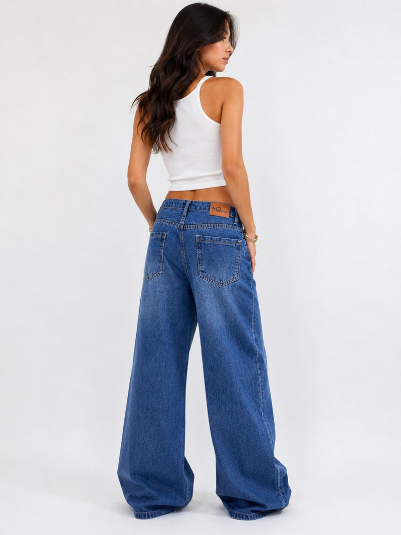 DARK BLUE WASH SUPER WIDE LEG