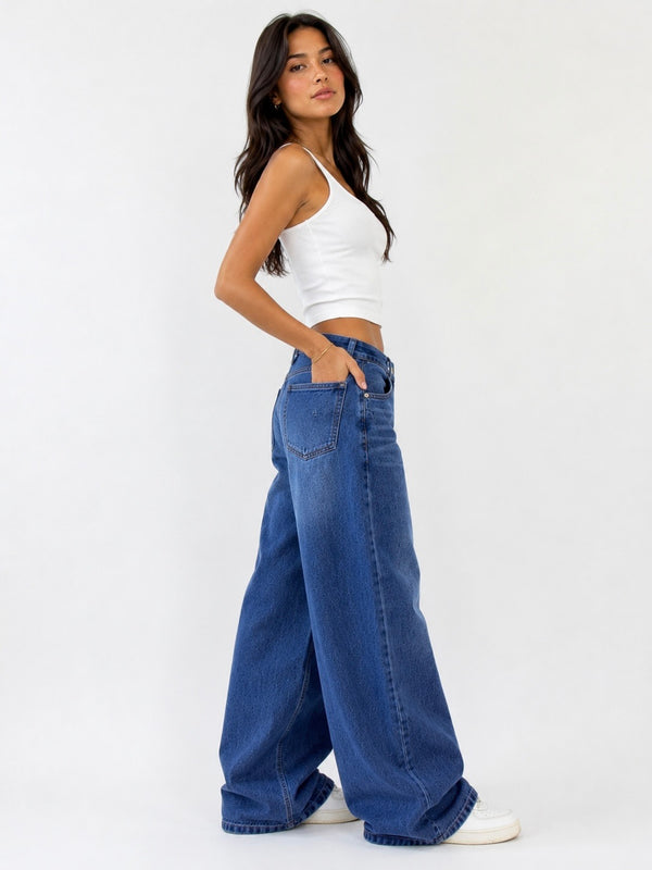 DARK BLUE WASH SUPER WIDE LEG