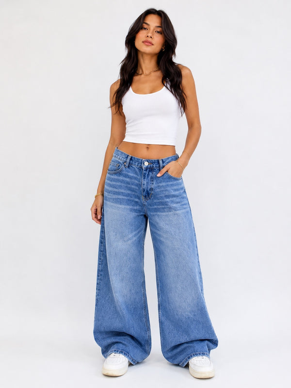 STONE MIST BLUE WASH SUPER WIDE LEG
