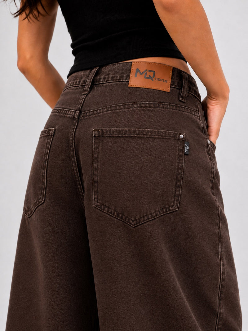 BROWN SUPER WIDE LEG JEANS