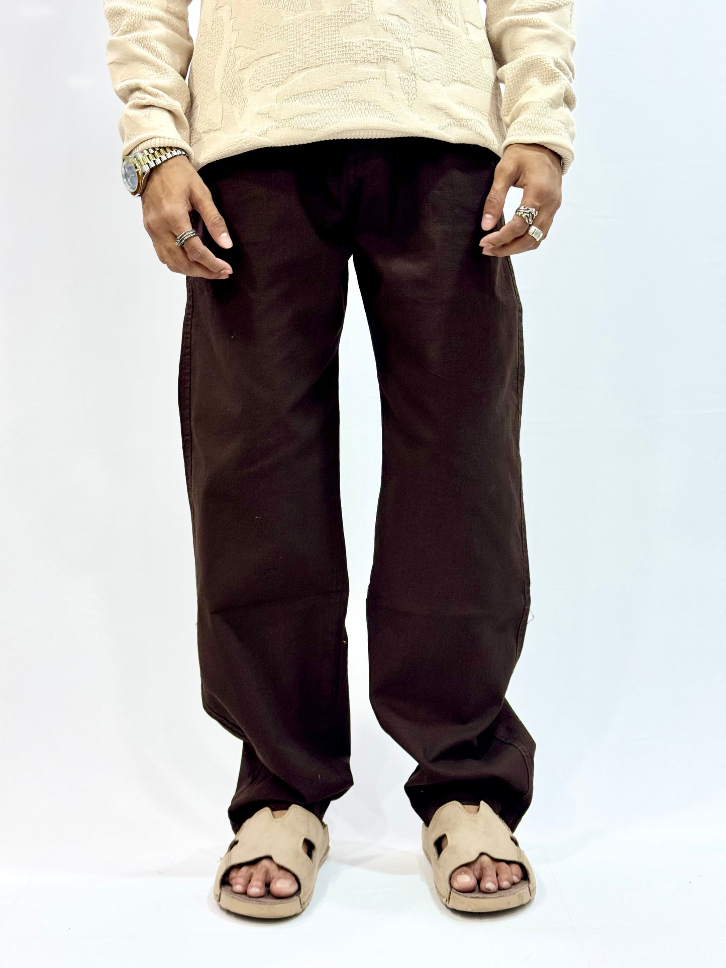 COTTON LINEN TROUSER (BROWN)
