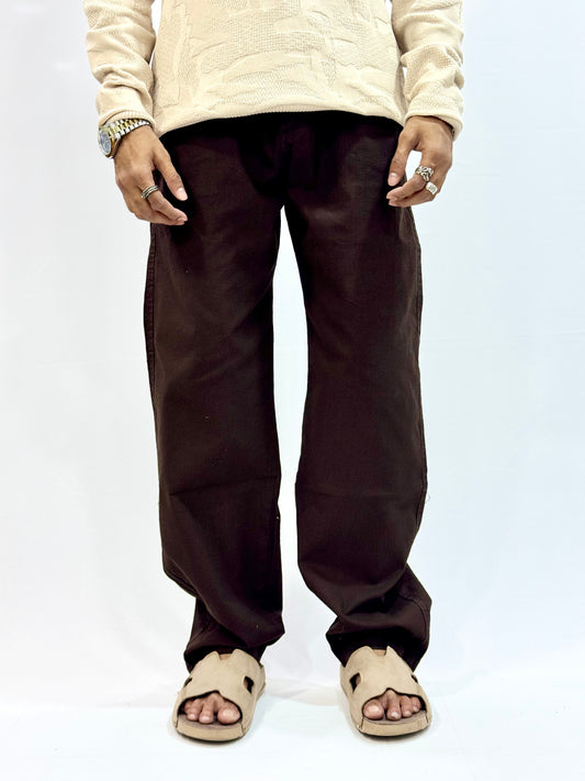 COTTON LINEN TROUSER (BROWN)