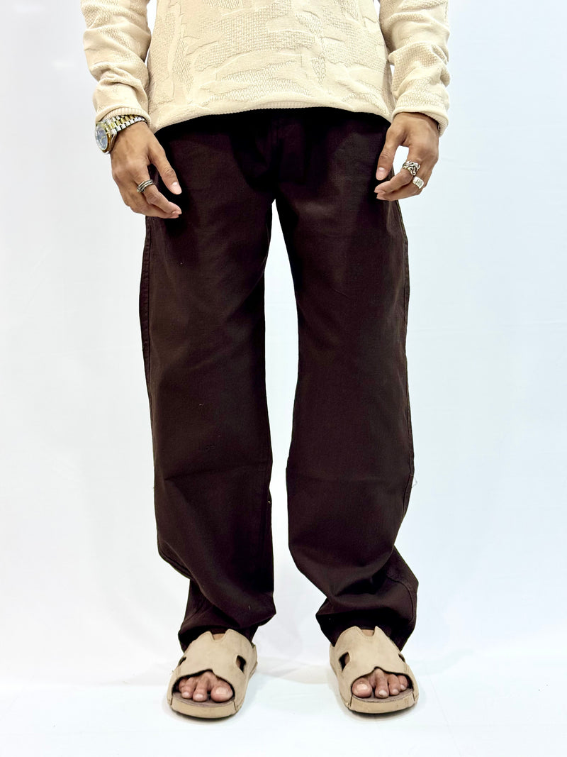 COTTON LINEN TROUSER (BROWN)