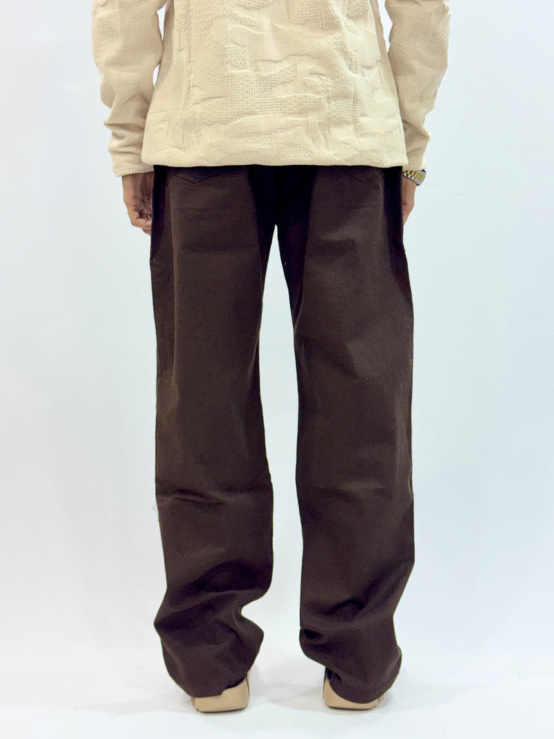 COTTON LINEN TROUSER (BROWN)
