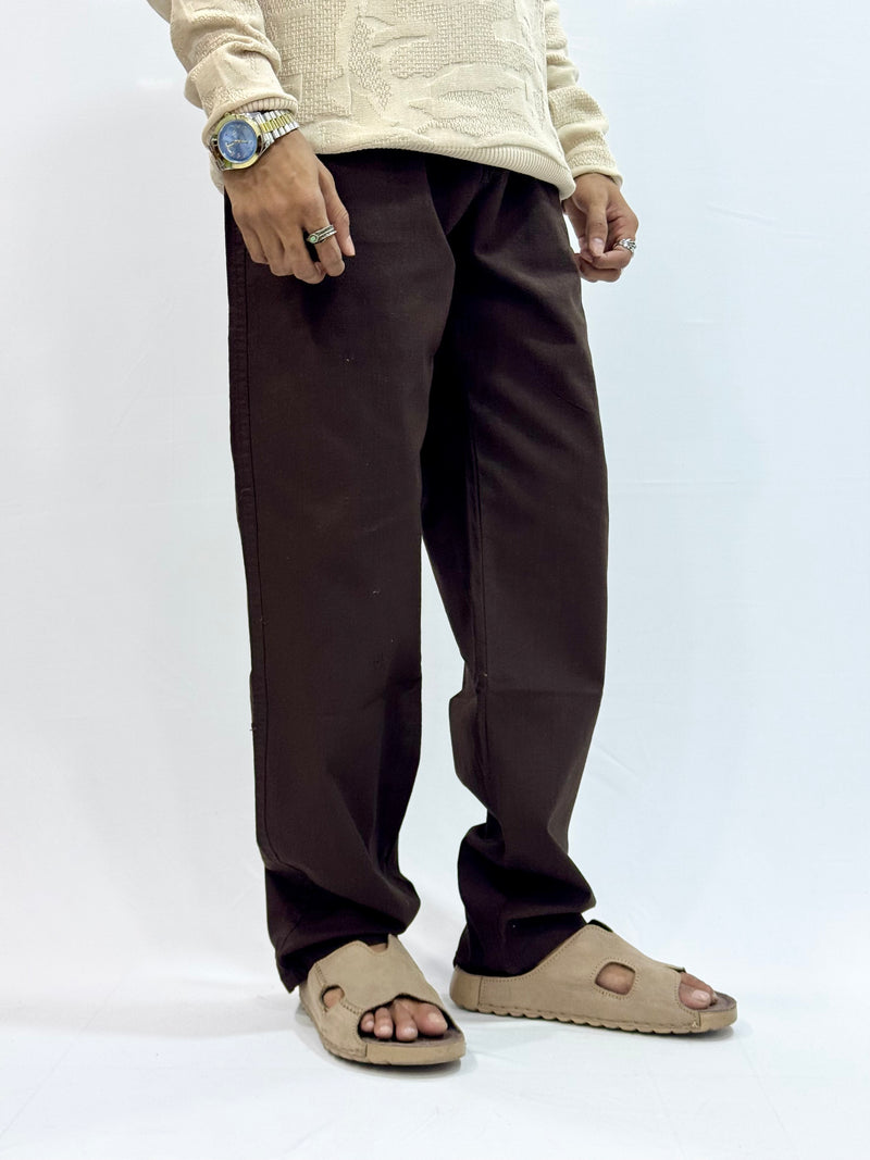 COTTON LINEN TROUSER (BROWN)
