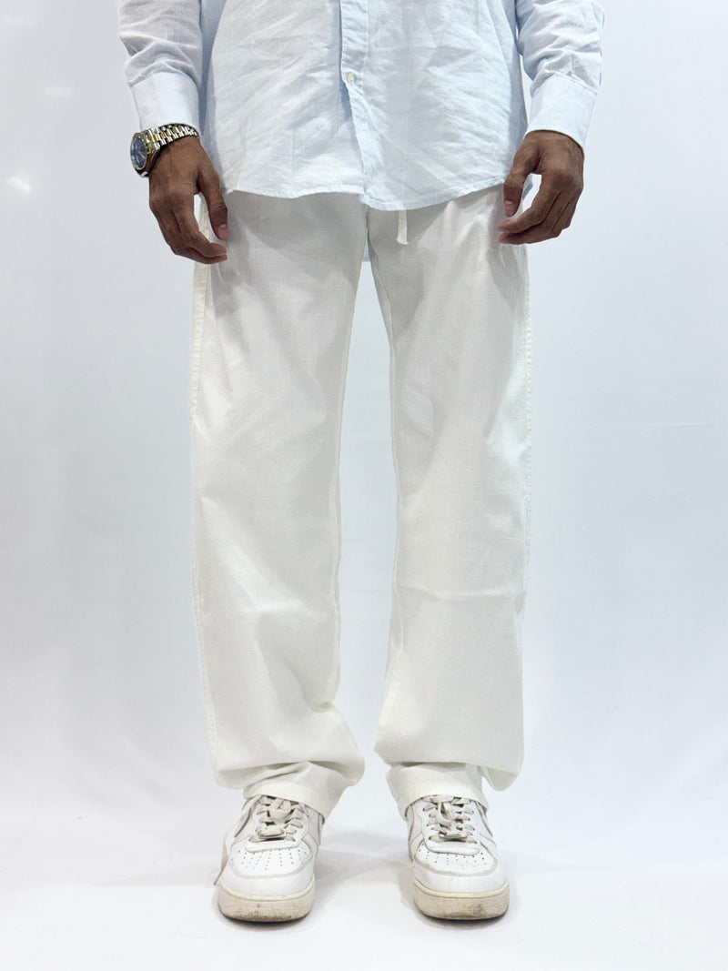 COTTON LINEN TROUSER (WHITE)