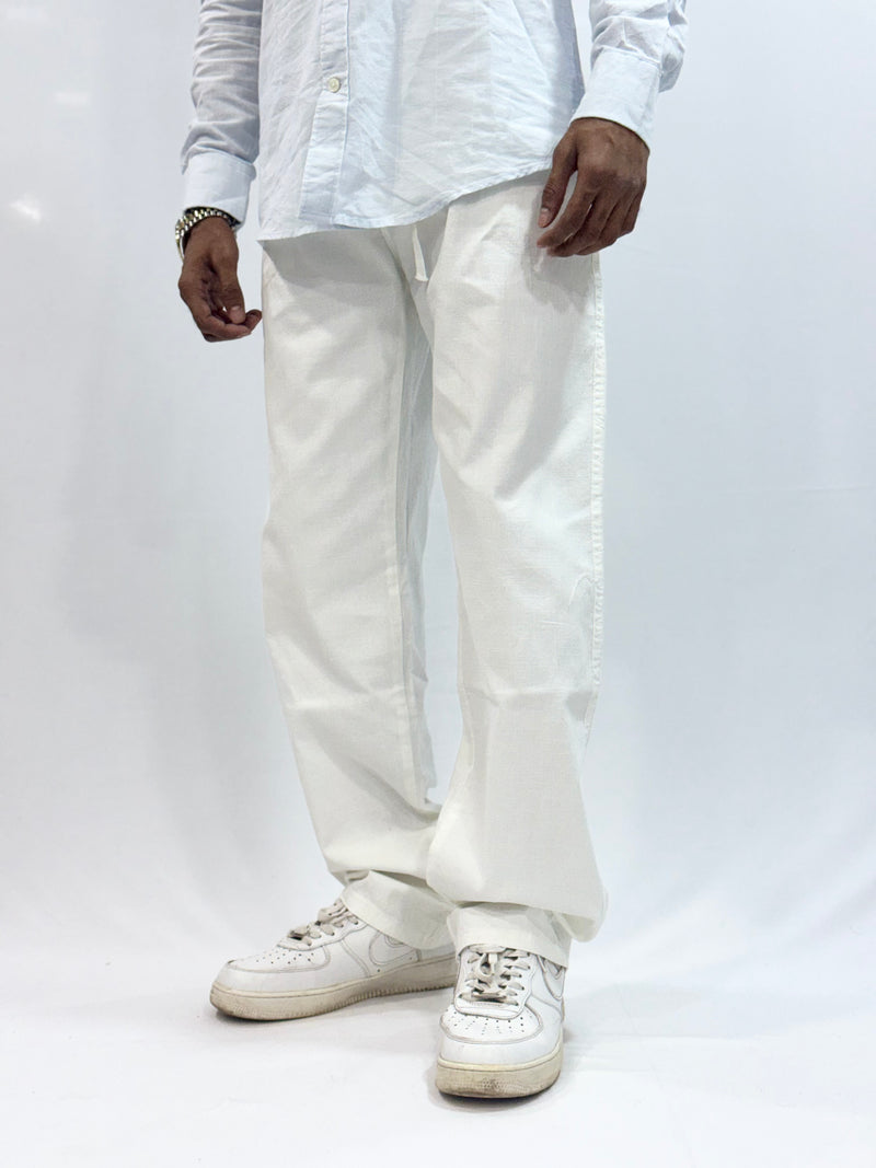 COTTON LINEN TROUSER (WHITE)