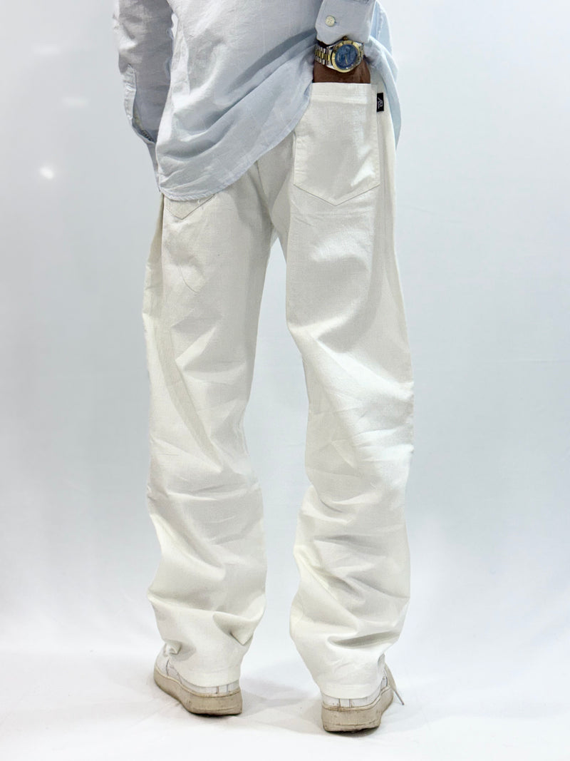 COTTON LINEN TROUSER (WHITE)